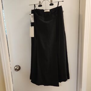 Babaton Black Midi A-Line Wrap Skirt